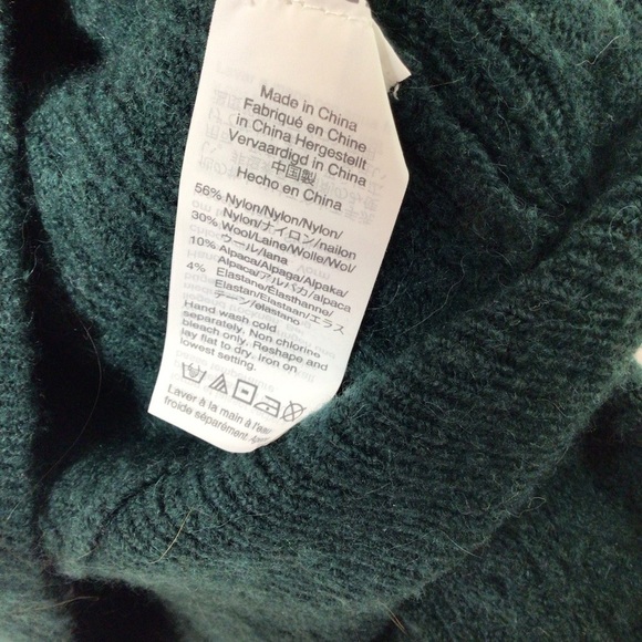 J Crew alpaca wool sweater women small green ruffle pullover - Picture 8 of 11